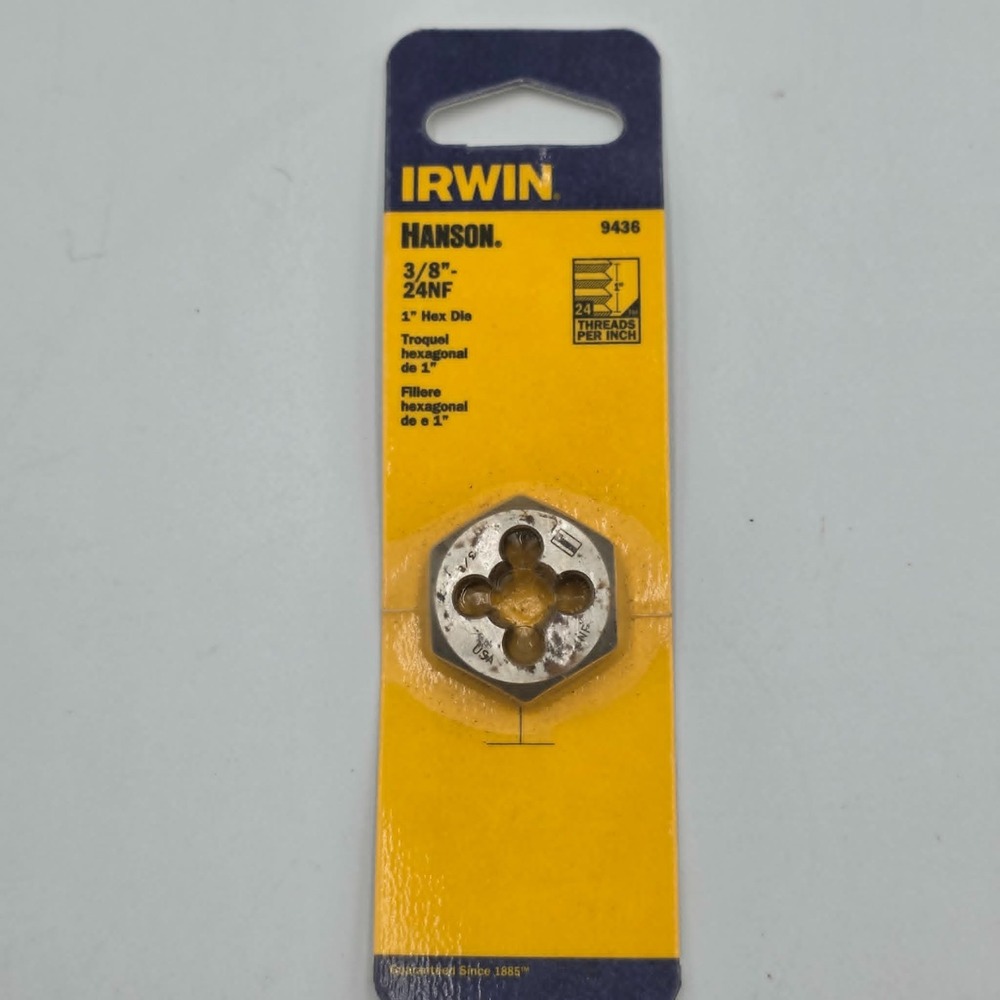 Irwin 9436 Hanson 3/8 In - 24NF Industrial High Carbon Steel SAE Hexagon Die
